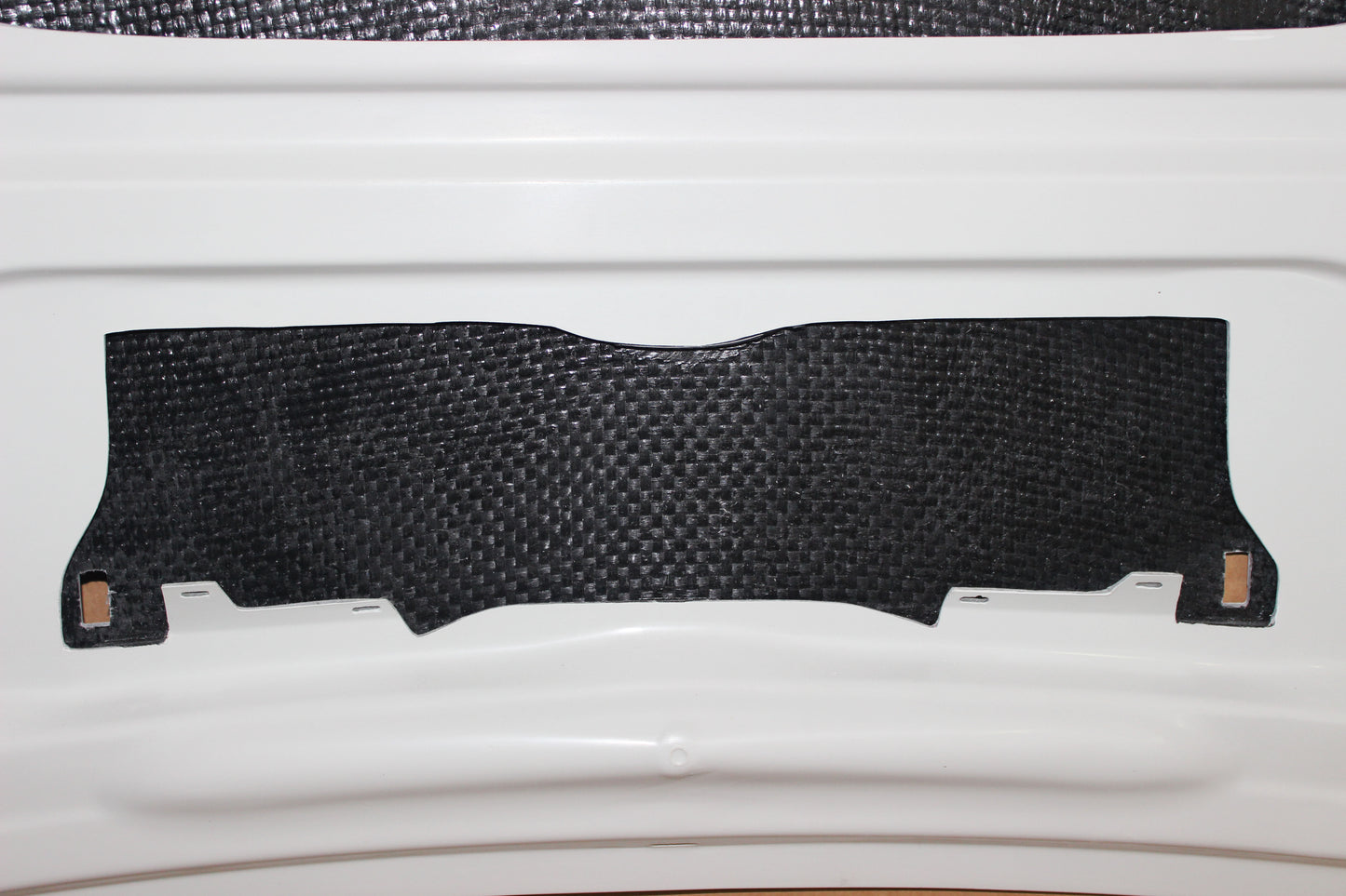 Detail of heat shield insulation on the inside of bonnet BMW 1 Series E81/E82/E87/E88 M1.