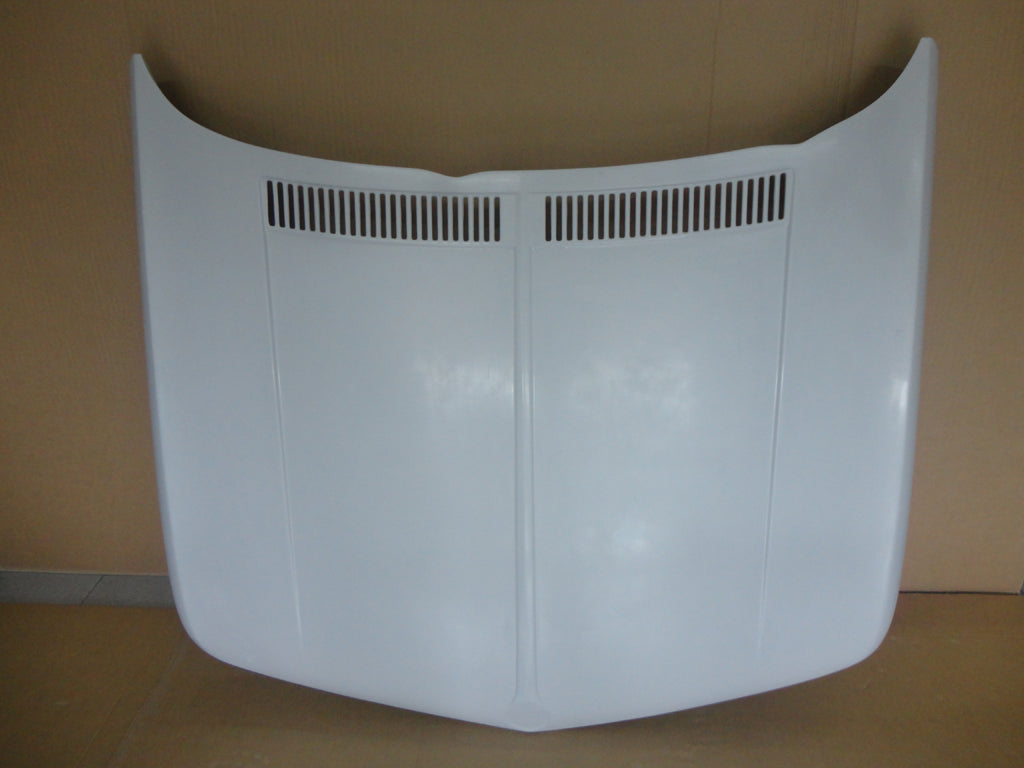 Front View of Bonnet Hood for BMW 2002 Racing. Made from 1st grade FRP (reinforced fiberglass)