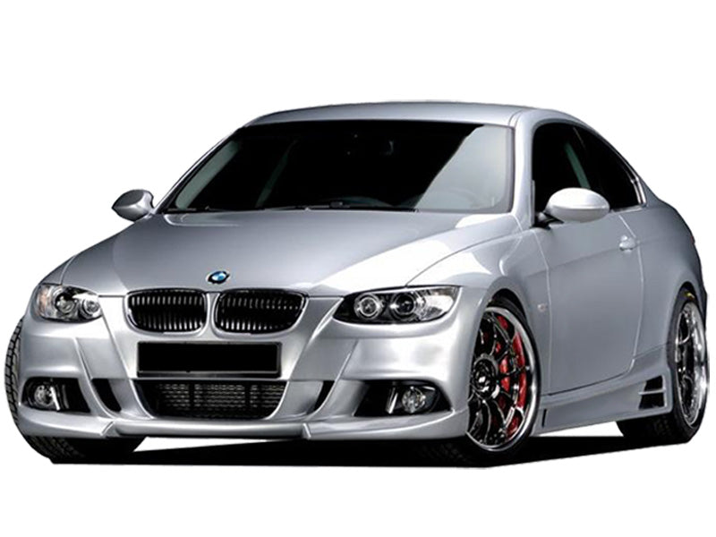Front View of Front Bumper for BMW 3 Series Coupe E92/E93 Pre-LCI Sport on vehicle. Made from 1st grade FRP (reinforced fiberglass)