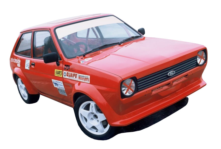 Front Spoiler/Lip & Wheel Arches of Body Kit for Ford Fiesta MK1. Made from 1st grade FRP (reinforced fiberglass)