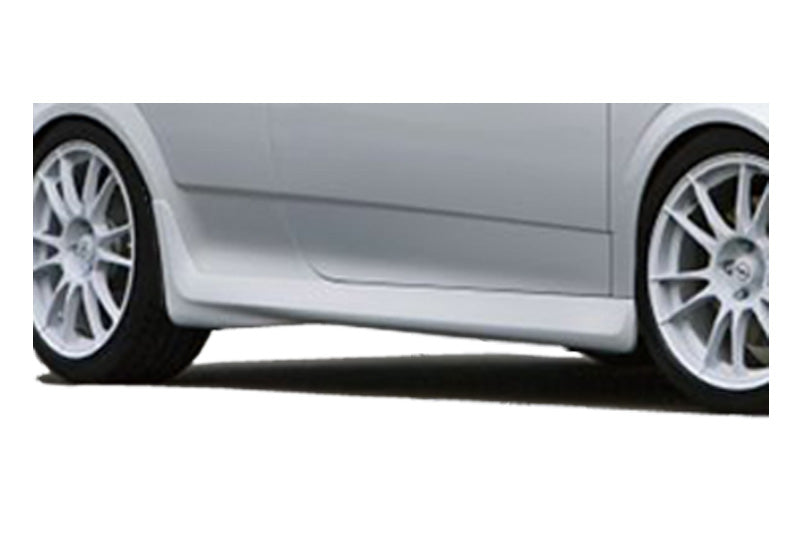 Close-up of Side Skirts for Opel Astra H OPC on vehicle. Made from 1st grade FRP (reinforced fiberglass)