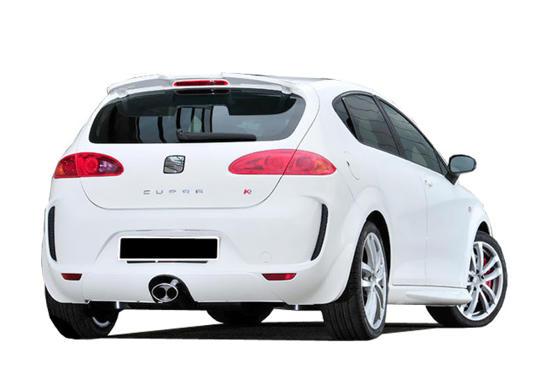 Back View of Rear Bumper for Seat Leon II Copa Edition Look on vehicle. Made from 1st grade FRP (reinforced fiberglass)