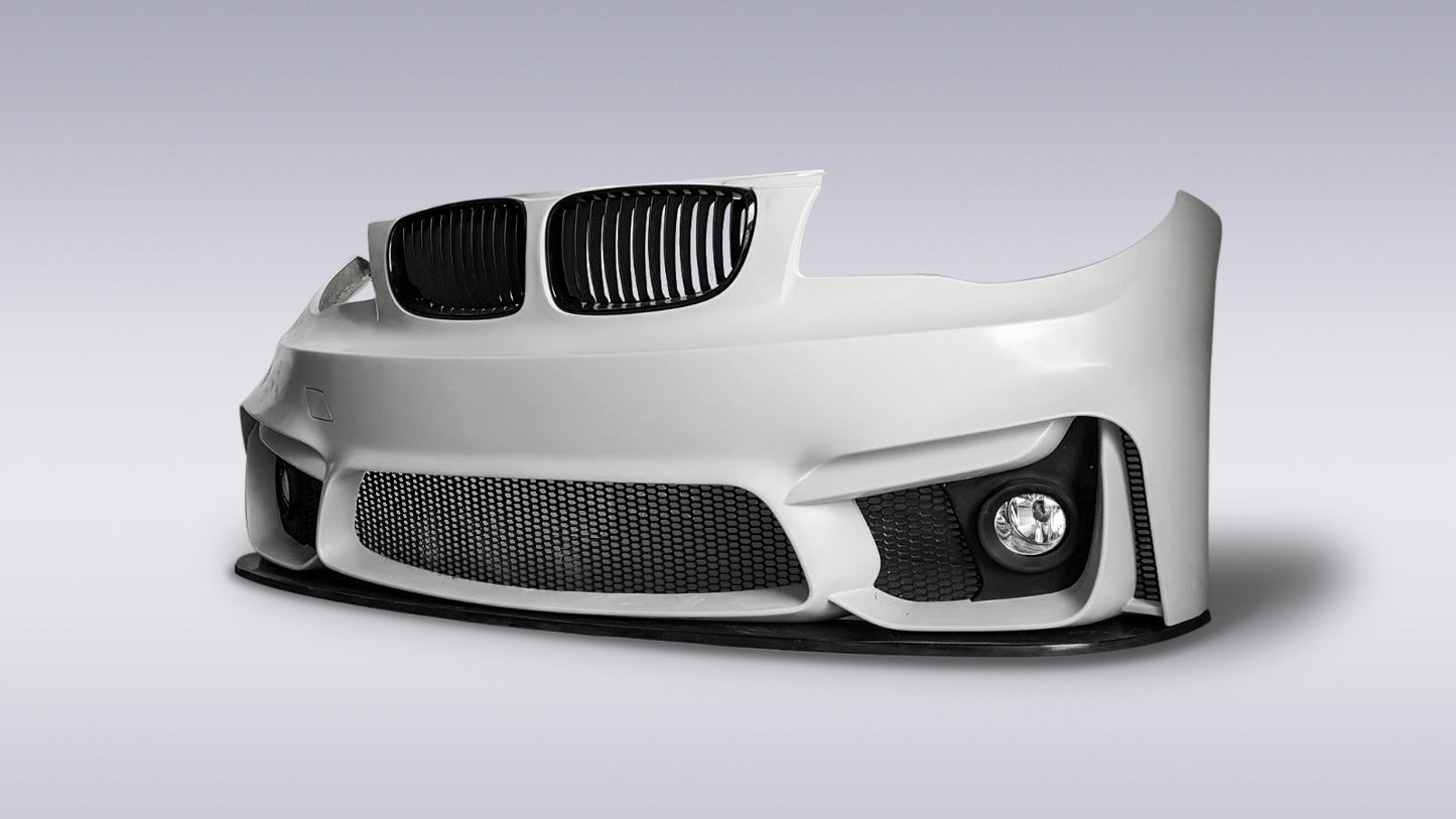 Front blade BMW 1 Series E81/E82/E87/E88 M4 style in white with black grille and mesh details.