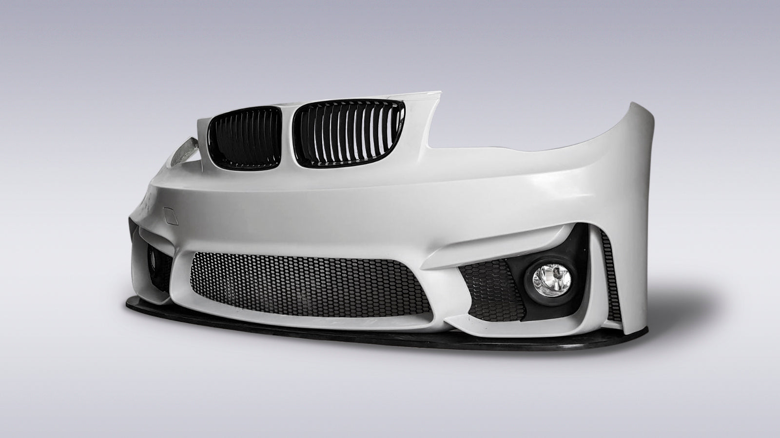 Front blade BMW 1 Series E81/E82/E87/E88 M4 style in white with black grille and mesh details.