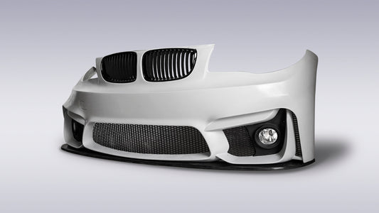 Front blade BMW 1 Series E81/E82/E87/E88 M4 style in white with black grille and mesh details.