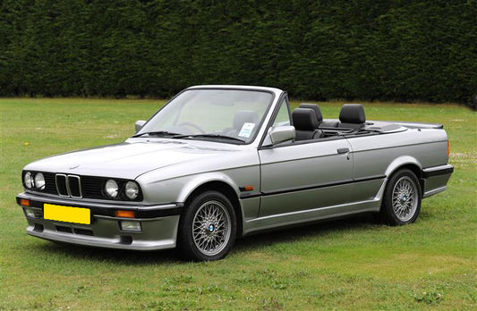 Front View of Front Bumper Add-on BMW E30 PH1 Hartage H23 Look on vehicle. Made from 1st grade FRP (reinforced fiberglass)