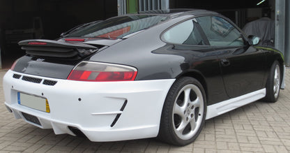 Back View of Side Skirts for Porsche 911/996 on vehicle.