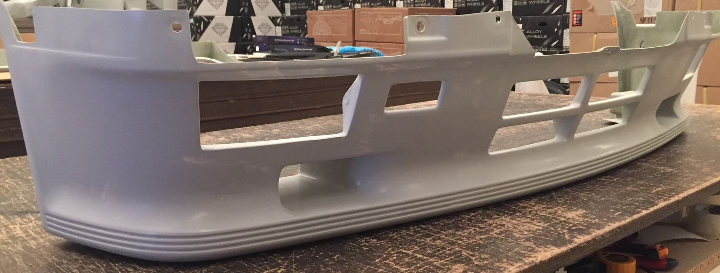 Side View of Front Bumper Add-on BMW E30 PH1 Hartage H23 Look. Made from 1st grade FRP (reinforced fiberglass)