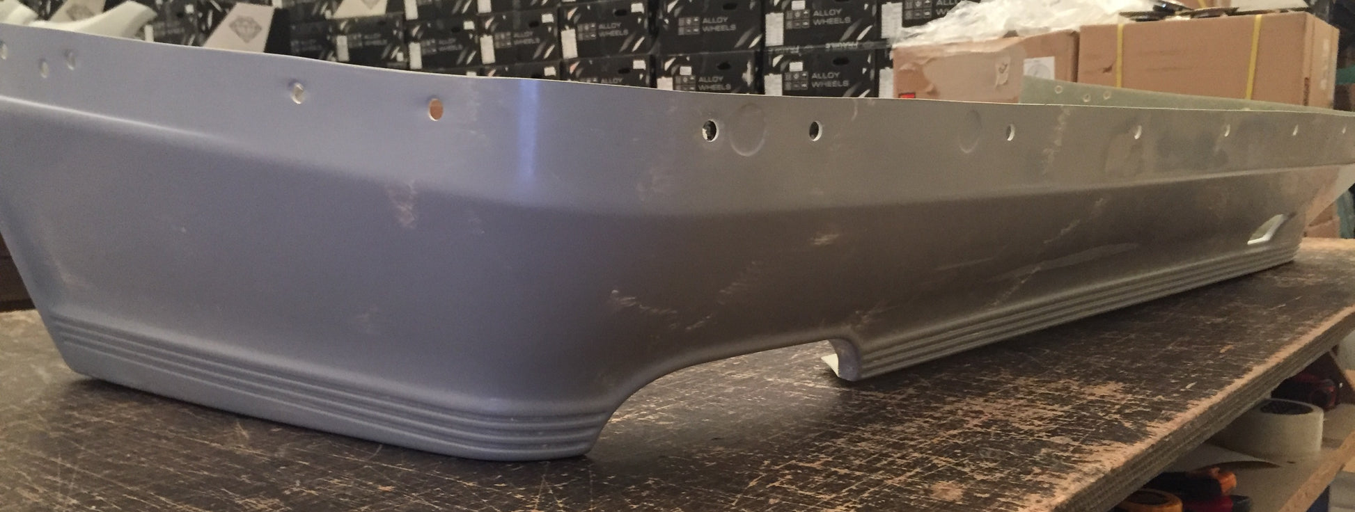 Close-up of Rear Bumper Add-on BMW E30 PH1 (82-87) Hartage H23 Look. Made from 1st grade FRP (reinforced fiberglass)