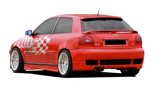 Back side of rear bumper Audi A3 8L New Style, sporty design with dual exhaust cutout and aerodynamic lines.