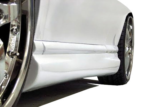 Close-up View of Side Skirts for Audi A3/8L (96-00) MOONLIGHT on vehicle. Made from 1st grade FRP (reinforced fiberglass)