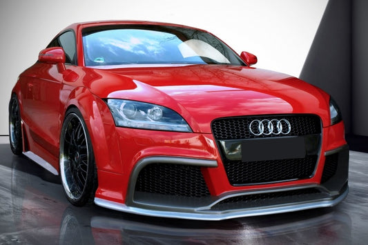 Front View of Front Bumper for Audi TT 8J on vehicle. Made from 1st grade FRP (reinforced fiberglass)