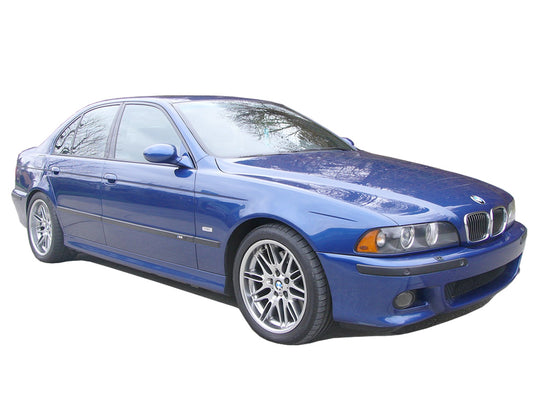 BMW 5 Series E39 with Pack M look front bumper, featuring sporty air intakes and aerodynamic design for an aggressive upgrade.