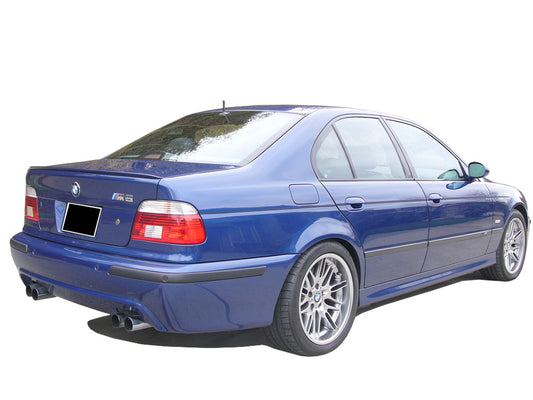 BMW 5 Series E39 with Pack M look rear bumper, featuring a sport design with dual exhausts and aerodynamic styling for a sporty upgrade.