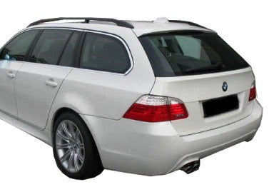 Back View of Rear Bumper for BMW 5 Series E61 Pack M Look on vehicle. Made from 1st grade FRP (reinforced fiberglass)