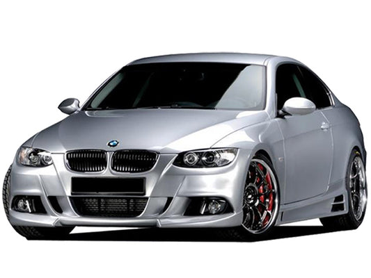 Front View of Front Bumper for BMW 3 Series Coupe E92/E93 Pre-LCI Sport on vehicle. Made from 1st grade FRP (reinforced fiberglass)