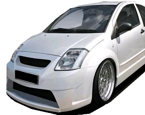 Front View of Front Bumper for Citroen C2 Boxer on vehicle. Made from 1st grade FRP (reinforced fiberglass)