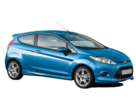Side View of Side Skirts for Ford Fiesta MK6 ST on vehicle. Made from 1st grade FRP (reinforced fiberglass)
