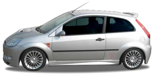 Side View of Side Skirts for Ford Fiesta MK5 Thor on vehicle. Made from 1st grade FRP (reinforced fiberglass)