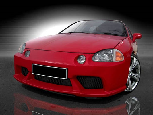 Front View of Front Bumper for Honda CRX Del Sol Atlanta on vehicle. Made from 1st grade FRP (reinforced fiberglass)