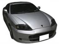Front View of Front Bumper for Hyundai Coupé 2003 on vehicle. Made from 1st grade FRP (reinforced fiberglass)