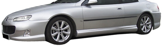 Side View of Side Skirts for Peugeot 406 Sport AMG on vehicle. Made from 1st grade FRP (reinforced fiberglass)
