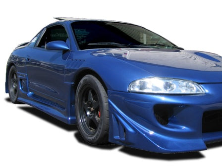 Front View of Side Skirts for Mitsubishi Eclipse on vehicle. Made from 1st grade FRP (reinforced fiberglass)