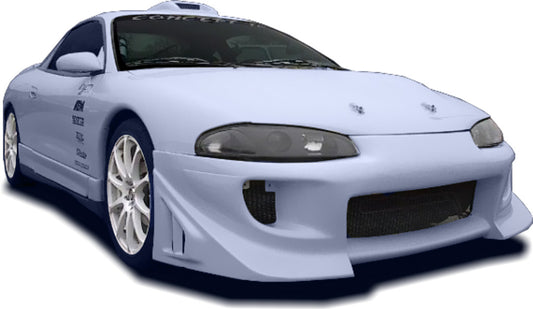Front View of Front Bumper for Mitsubishi Eclipse Atlantico on vehicle. Made from 1st grade FRP (reinforced fiberglass)