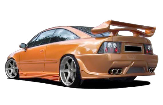 Back View of Rear Bumper for Opel Calibra A Furious on vehicle. Made from 1st grade FRP (reinforced fiberglass)