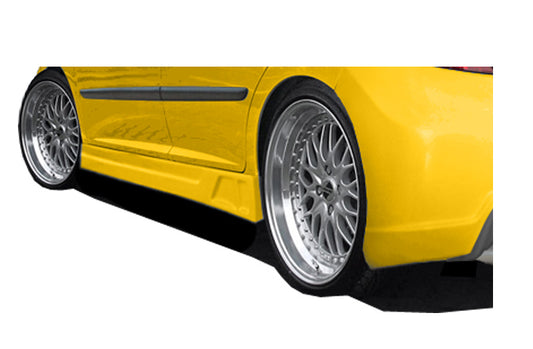 Close-up View of Side Skirts for Peugeot 207 Sport on vehicle. Made from 1st grade FRP (reinforced fiberglass)