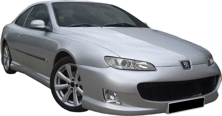 Front View of Front Bumper for peugeot 406 Sport on vehicle. Made from 1st grade FRP (reinforced fiberglass)