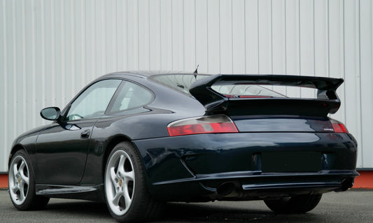 Back View of Rear Bumper for Porsche 911/996 GT3 Look on vehicle. Made from 1st grade FRP (reinforced fiberglass)