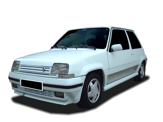 Front View of Front Bumper for Renault Super 5 GT Turbo on vehicle. Made from 1st grade FRP (reinforced fiberglass)