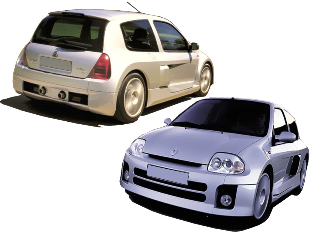 Body Kit for Renault Clio 98 V6 Look on vehicle.